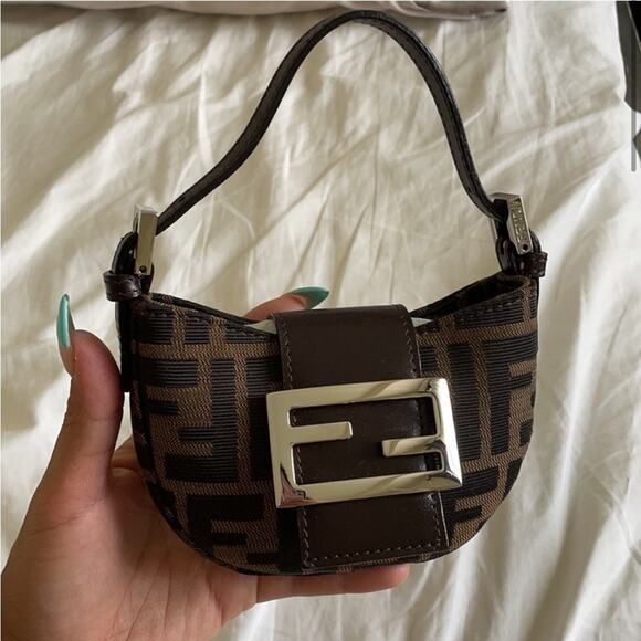 Fendi Handbags - Fendi Vintage Mini Zucca croissant purse w/ dust bag